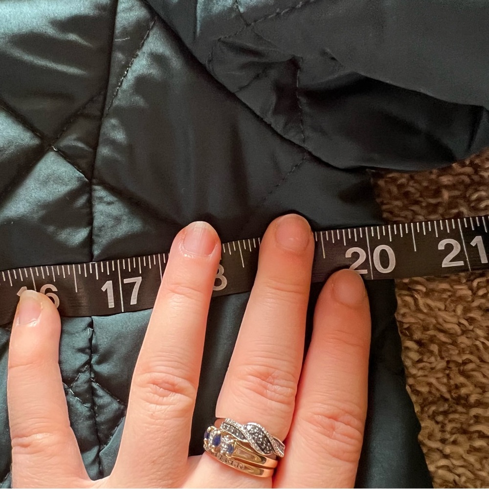 Lands End Ladies Quilted Hooded Jacket - Dark Teal - Picture 5 of 7